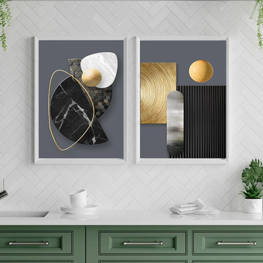 3Pcs Abstract Geometry Canvas Painting Hd Print Poster Wall Decor