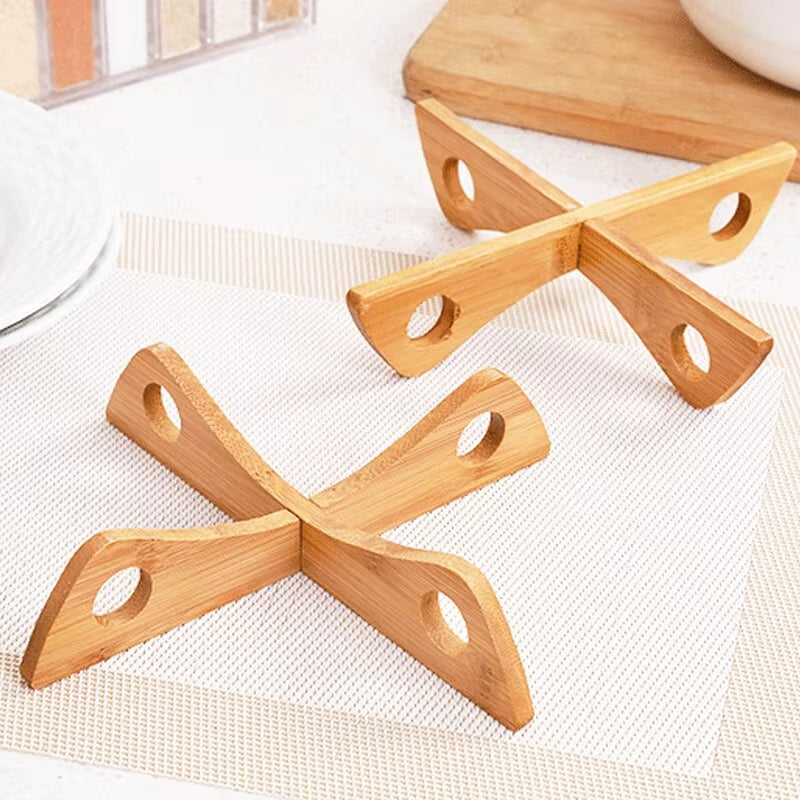 Cross Tray Anti-Slip Wooden Removable Table Holder