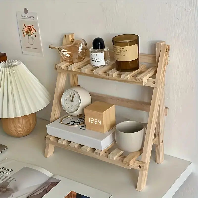 Wooden Storage Shelf 2-Tiers Desktop Organizer