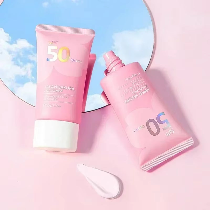 Sakura Sunscreen Spf50 Moisturizer Body Whitening Protector Facial Sun Block Isolation Lotionbloqueador Solar Faciales