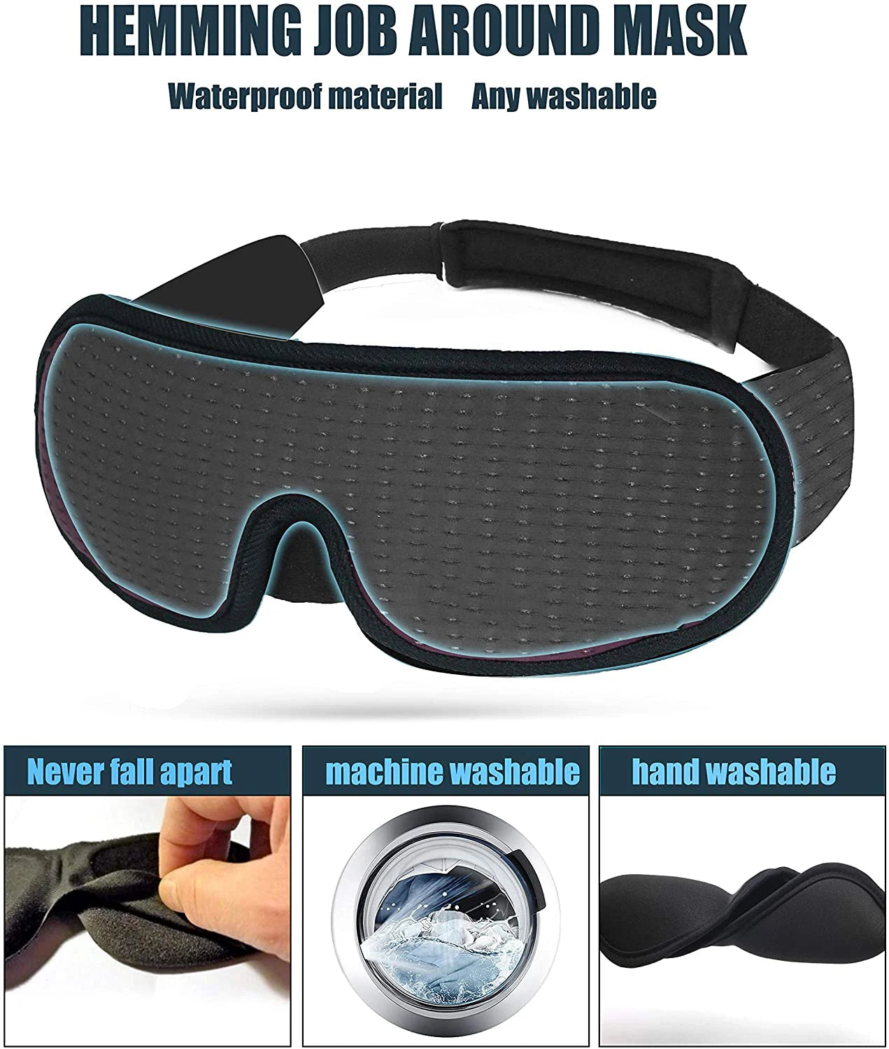 3D Soft Padded Blindfold Mask for Sleep Blockout Lights