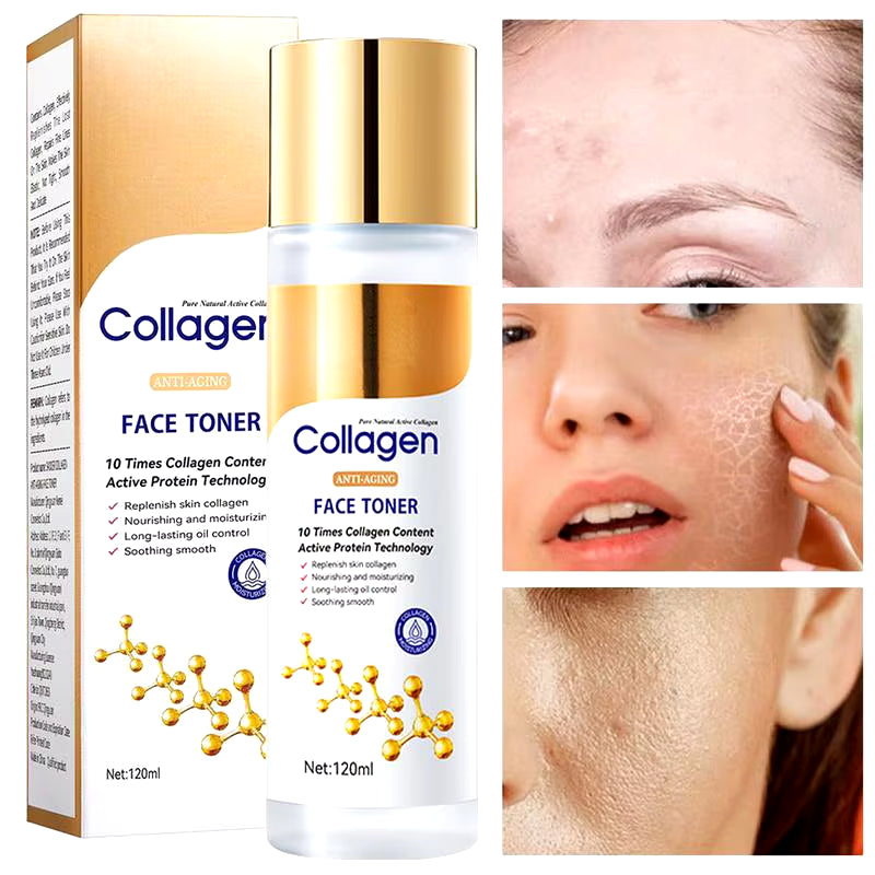 NEW Collagen Face Toner Moisturizing Water Brightening Lifting 120Ml Deep Facial Cleanser for Young Glowy Skin Care